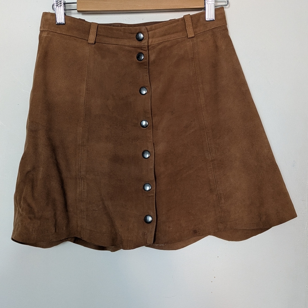 & Other Stories Tan Suede A-Line Skirt